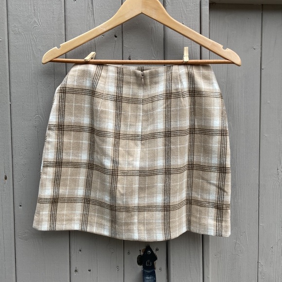 Reformation Janis Beige Check / Plaid Mini Skirt - Picture 3 of 7